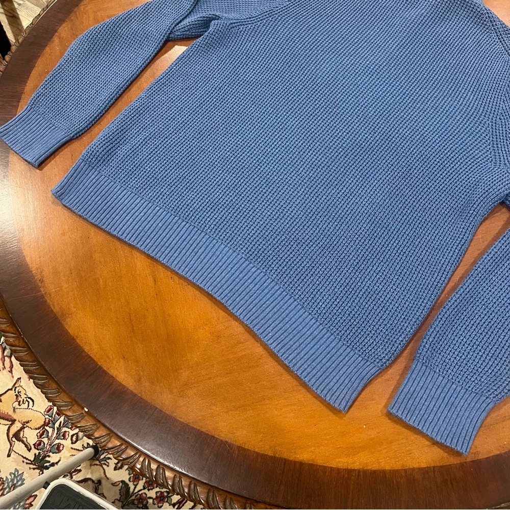 NEW $118 J.Crew Waffle Knit Half Zip Pullover Sweater Baltic Blue XL Cotton - Picture 11 of 16